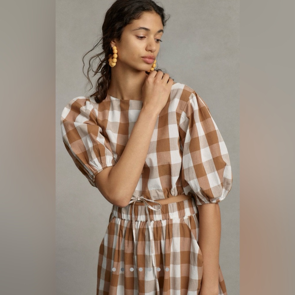 Anthropologie Brown and White Checkered Two Piece